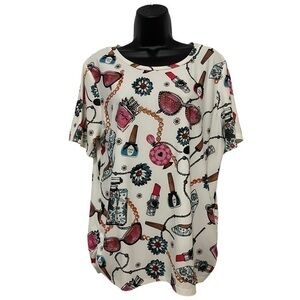 Women’s Girly Fashion Makeup Graphic Tee Size XL